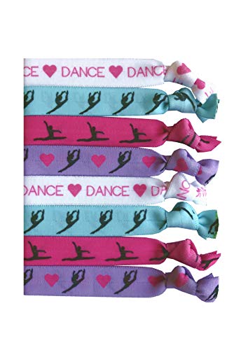 8 peças de dança de dança elastics de cabelo - presentes de dança para meninas, presentes de dançarino, presentes