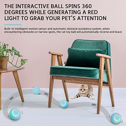 Bola de brinquedos de gatos interativos de pakesi, automático 360 ° Rolamento auto -rotativo com USB Recarregável