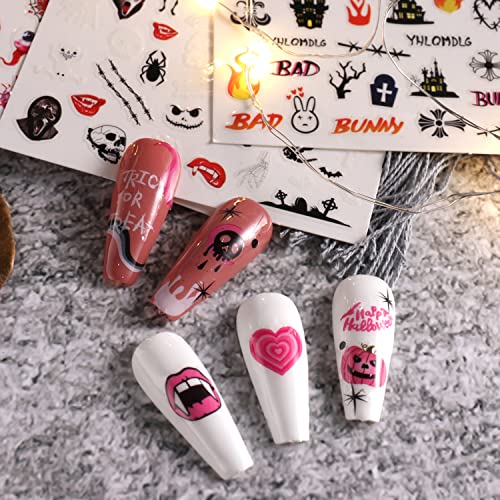 6 lençóis stardas de halloween adesivos de arte decalques de halloween decorações de unhas fofas