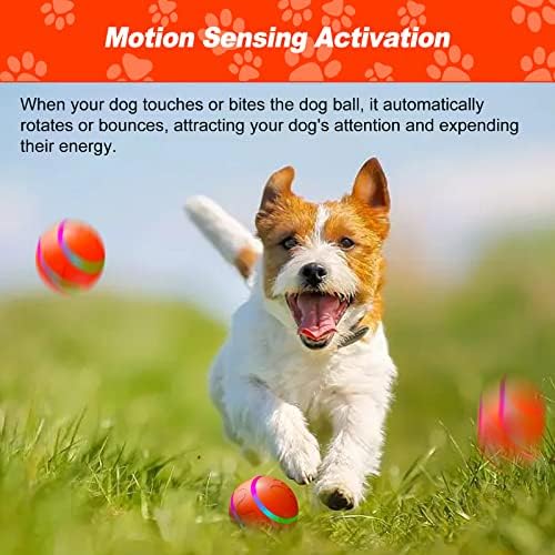Gusslm 2023 Novo brinquedo interativo de bola de cachorro, bola de rolagem ativa automática para cães, brinquedos