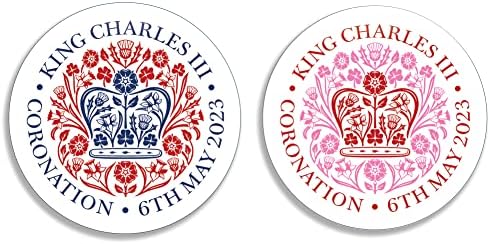 Coronação de Carlos III - dois botões/pinos de 2,25 com os projetos oficiais do emblema da coroação