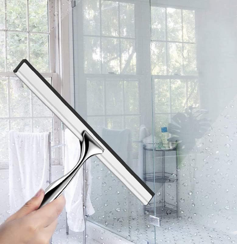 MLAQLS Aço inoxidável Janela de aço limpador de vidro limpador de banheiro limpador de banheiro limpador de vidro doméstico de vidro com 4 gancho grátis para chuveiro porta de vidro, limpador de chuveiro, limpador de vidro