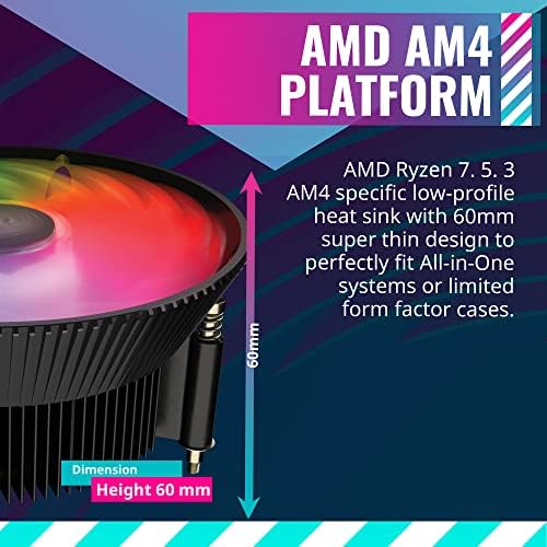 Cooler Master A71C Argb AMD Ryzen AM4 CPU Air Cooler, barbatanas de alumínio preto anodizado, base de inserção de cobre,