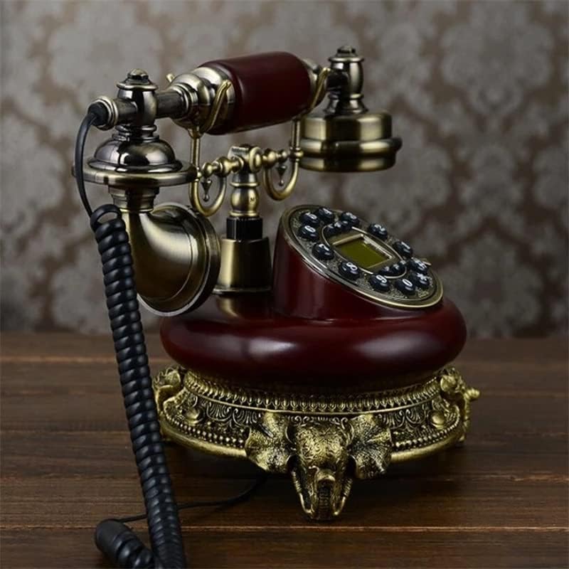 SEESD Antique telefone fixo Casa Id ID de telefone fixo e imitação de metal com botão de mão livre