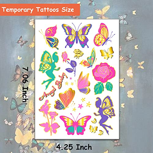 HOHAMN GLITTER BORTURAÇÃO TATOOS PARA GILRS - 50 Estilos Tatuagens de arte de borboleta colorida para mulheres Favoras de