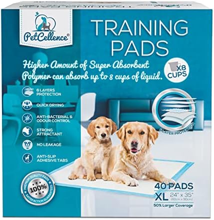 Almofadas de cachorro petcellence com fitas pegajosas não deslizantes-24 x 35 super-absorvente pee almofadas para cães-almofadas