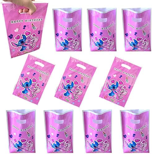 30 Packs Pink Lilo e Stitch Party Gift Sacors, Lilo rosa e costura de bolsas de doces Decorações de festa para crianças