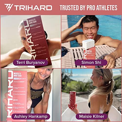 Muscular e Mind Trihard Soak - Banho de sal pré e pós -treino para recuperação muscular, bomba de banho de sal epsom com
