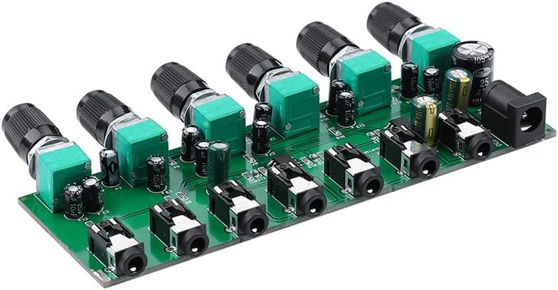 GXBPY 6 maneiras de mixer estéreo Distribuidor de áudio Placa de mistura com controle de volume independente DC5-24V 1PC 6 Entradas 1 saída