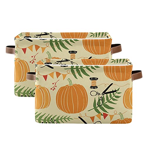 Halloween Festive Bumpkins Leaf Storage Bin dobrável com alça retângulo de sereia à prova d'água Cesta de cesta de armazenamento