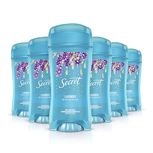 Antiperspirante secreto e desodorante para mulheres, Gel Clear original, perfume de lavanda, 2,6 oz, pacote de 6