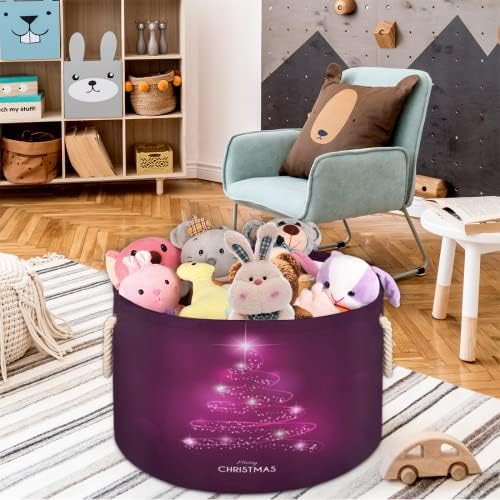 Árvore de Natal Purple Grande cestas redondas para cestas de lavanderia de armazenamento com alças cestas de armazenamento de cobertor