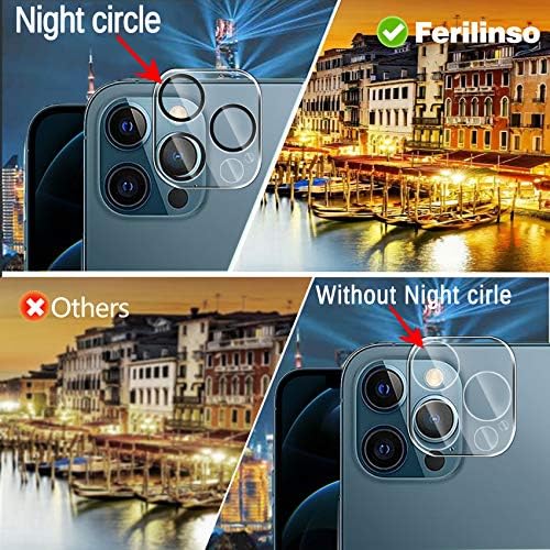 Protetor de tela de pacote Ferilinso 2 para iPhone 12 Pro Max com 2 protetor de lente de câmera de 2 pacote [vidro temperado]
