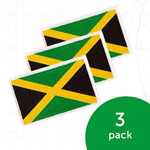 Patch de bandeira da Jamaica a granel de 3,5 polegadas x 2,25 polegadas de ferro em sew bordado tático mochila saco de chapéu