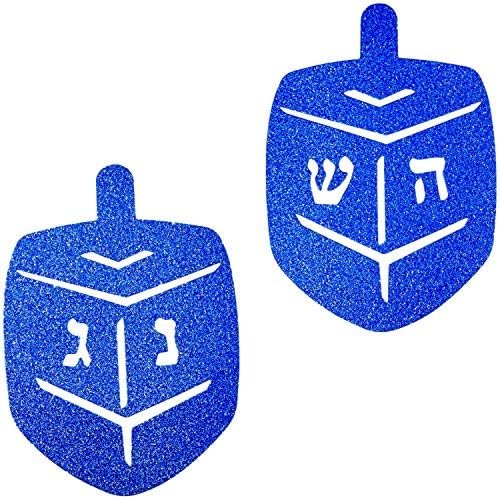 Jumbo Hanukkah Glitter Confetti - Holiday Confetti - Star - Dreidel - Azul e Prata