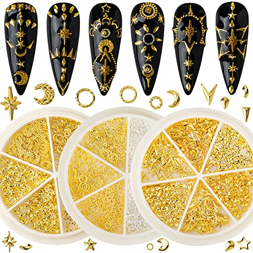 Nail Art Rivets estrela lua de unhas de arte pregos dourados prata unhas cidrões de arte unhas acessórios de arte nail arte metal