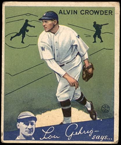 1934 Goudey Baseball Card15 Alvin Crowder, do Washington Senators Grade Good Good