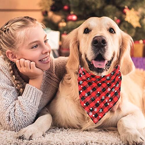 Cola de cães de Natal e conjunto de bandana, colar de cachorro de floco de neve clássico vermelho clássico com gravata borbole