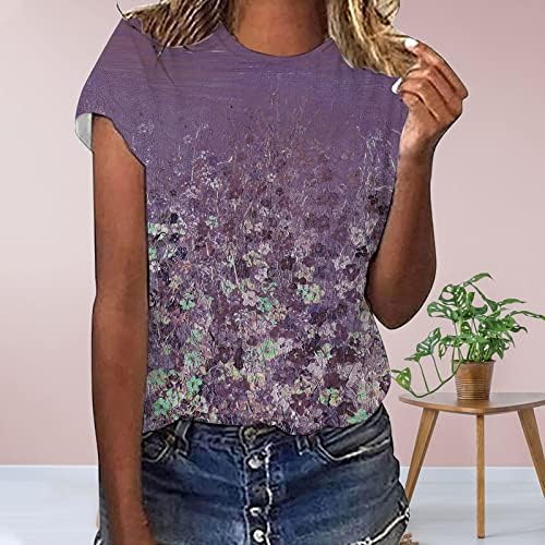 Mulheres de manga curta blusa gráfica floral para meninas barcos pescoço de verão no outono tops 2023 roupas country concerto hu
