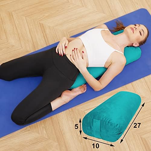 TOKSY YOGA travesseiro para ioga restauradora - travesseiro de meditação com tampa de veludo, cheia de algodão macio - travesseiro