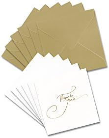 A Brides Wish WB635D Cartões de agradecimento, 4inx4in, 6pc, folha de ouro