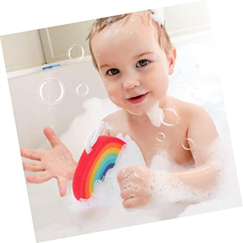 Kisangel Bath Sponge 8 PCs BOOFAH Esponja esponja escova Bathing Screwber Banheiro Malha de pouf Poufs de arco -íris