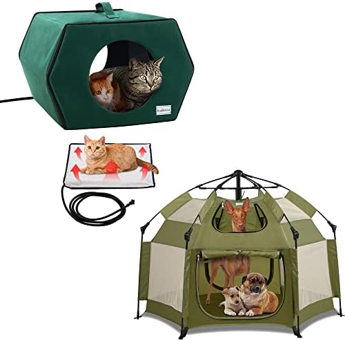 Aquecida casa de gato ao ar livre e gato tenda interior interna
