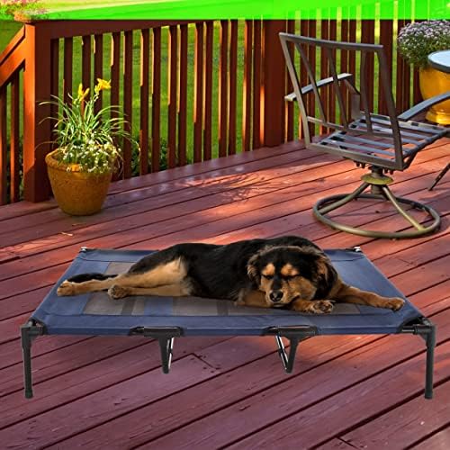 Cama de cachorro elevada-cama portátil de 48x35.5 para animais de estimação com pés não deslizantes-berço de cachorro interno/externo