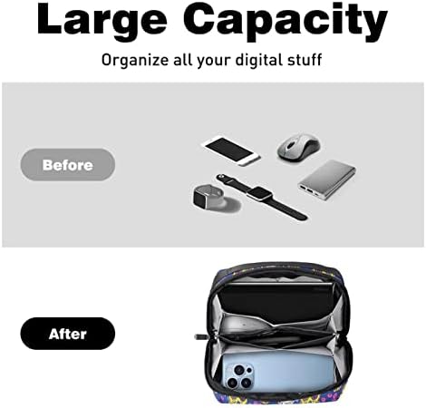 Organizador eletrônico Small Travel Cable Organizer Bag para discos rígidos, cabos, carregador, USB, cartão SD, estilo de desenho animado