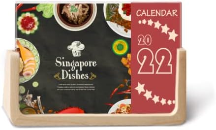 Singapore Famous Delicious Pratos 2022 Planejador de calendário de mesa de 12 meses