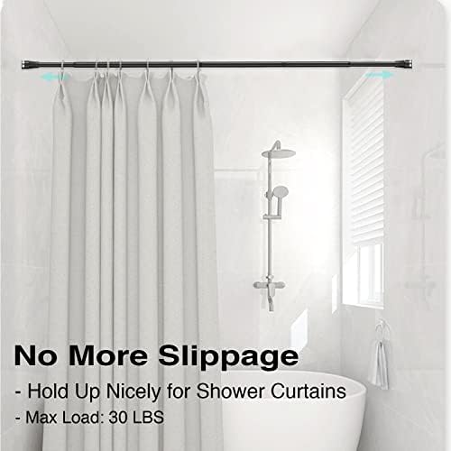 Haste de cortina de chuveiro preto 42-58 polegadas tensão de aço inoxidável Haste de cortina ajustável para janelas do banheiro