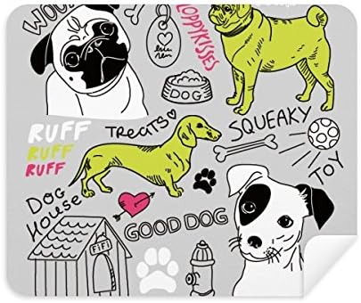 Cartoon Dog Text Ilustração de brinquedos Limpeza de pano Clearner 2pcs Camurça tecido de camurça