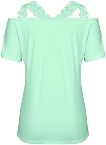 Girls macios confortáveis ​​2023 roupas de manga curta V Camiseta casual da blusa de renda de pescoço para meninas L0 L0
