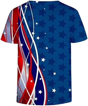 LCEPCY 4 de julho Camisas mulheres, Dia da Independência Verão Flag American Tops Tops LOW SLUVE CURSO CAMAS