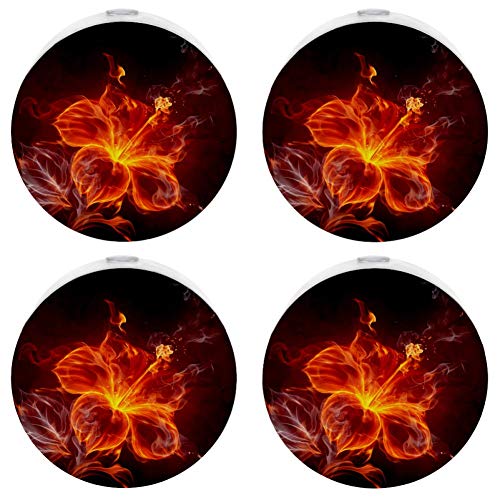 Crianças Night Light With Fire Fire Flower Night Light Plug in Wall With Dusk-to-Dewn Sensor 4 Pack