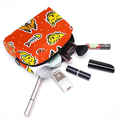 Bolsa de higiene pessoal Bolsa de lava -lava de maquiagem cosmética com zíper laranja de cachorro para acessórios de