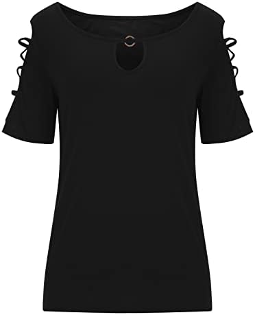 Camiseta de blusa de verão no outono para mulheres de manga curta Crewneck boat gressic gráfico engraçado casual fit shot