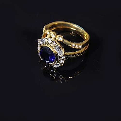 2023 Novo anel de jóias anel de jóias de jóias de jóias azuis rodada para mulheres Anéis de zircão de pedra brilhante Anéis de casal