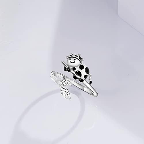 Justkidstoy panda/koala anel 925 prata esterlina anel de animal fofo anel de jóias de jóias de panda aberta para mulheres meninas