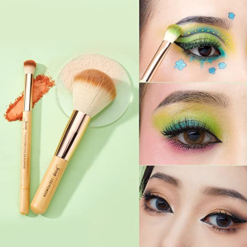 Jessup Professional Bamboo Makeup Brushes, Fundação Sintética Premium Powder Centro Bush Rubleto Destaque Olhos Brush Cosmético