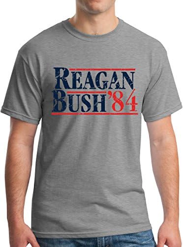 Reagan Bush 1984 Camiseta Republicana Presidencial do Partido Republicano - Vintage/Angustiado