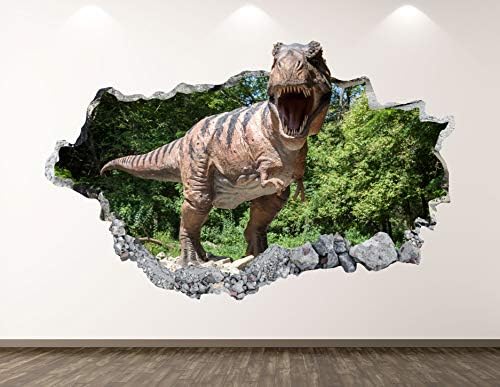 West Mountain Dinosaur Tyrannosaurus decalque decalque decalque 3d Smashed Animal Sticker Poster Kids Room Mural Presente Custom