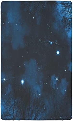 Night Sky temático ajustado Mini lençóis de berço, lençóis mini berços portáteis Criança de colchão macio folhas de berço de