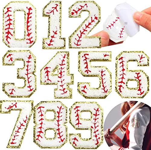 Gunky 0-9 Patches Numbers Patch de beisebol Auto adesivo Patches bordados para manchas preppy de DIY em manchas de roupas