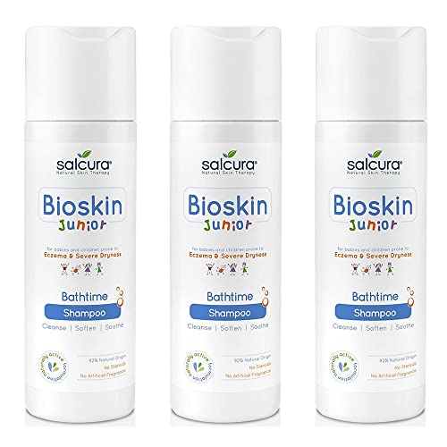 Salcura Natural Skin Therapy, Bioskin Junior Shampoo Trio Pack, Shampoo para crianças com baixa amoridade para a pele sensível, acalma