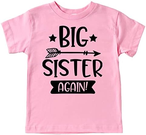 Arrow Big Sister novamente Camisetas de anúncios de irmãos para roupas de irmãos de meninas para bebês e crianças pequenas