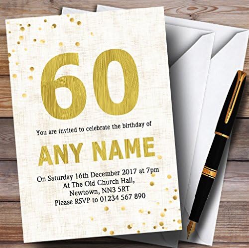 Goll de ouro branco 60º convites de festa de aniversário personalizados