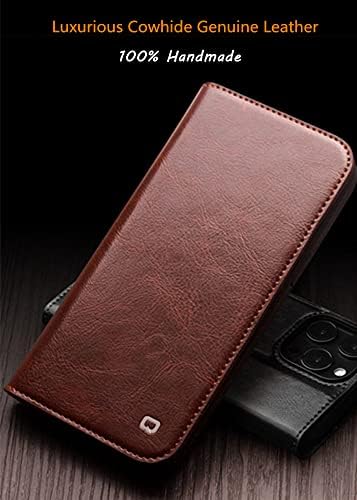 Qialino para iPhone 14 Plus Wallet Case, Luxo de luxo de couro genuíno da moda de couro clássico clássico à prova de choque com [slots