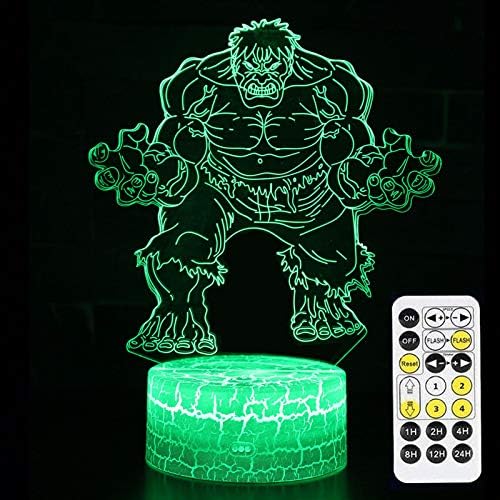 Presentes de brinquedos para meninos de Hulk, Lâmpada de Ilusão Qiki 3D Presentes para decoração de quarto Berçário, Presentes