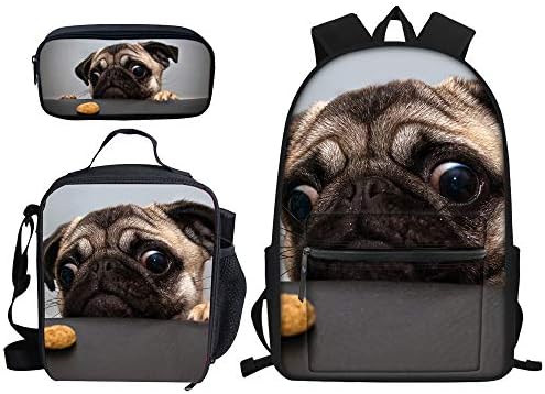 Backpacks de mochilas de garotos bonitos conjunto de cachorro durável para garotas de garotas da escola lancheira e estojo de lápis